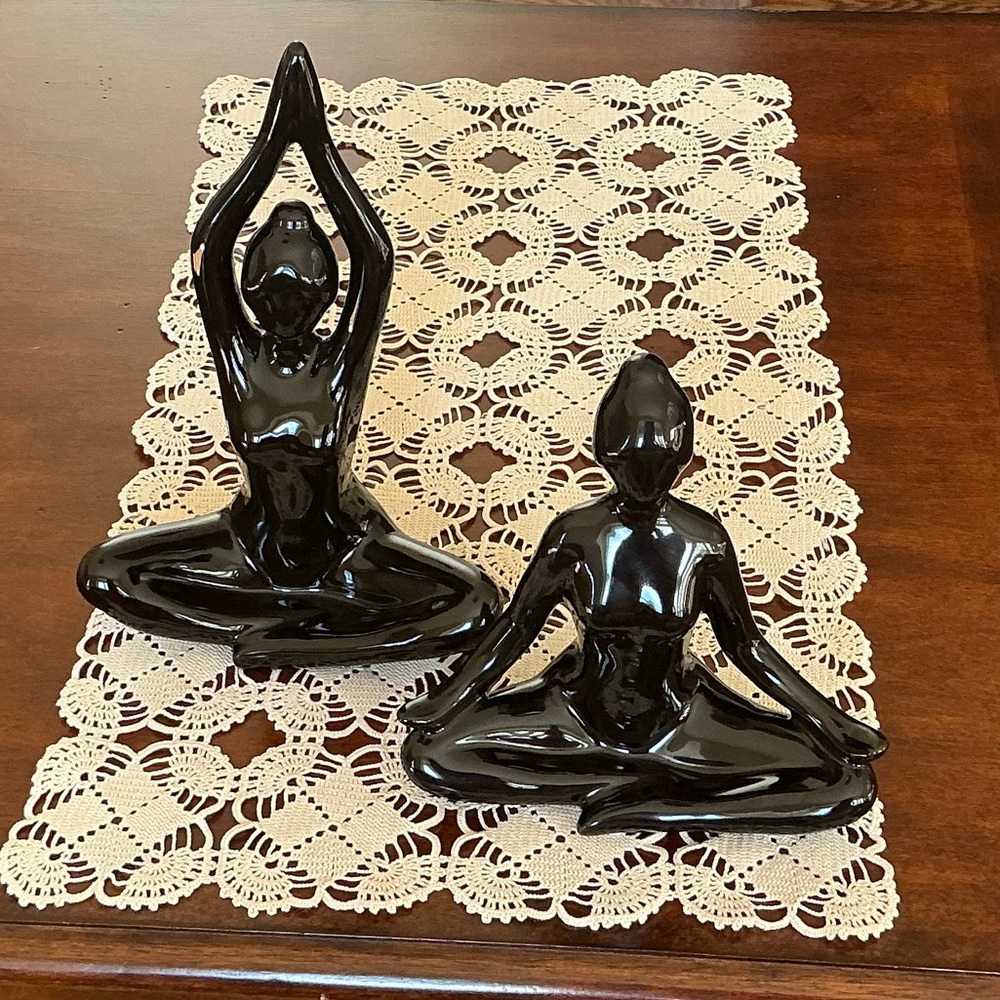 2 Meditation Yoga Pose Statue Figurine Ceramic Yoga Figure